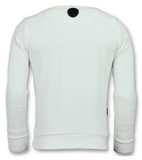 Local Fanatic Skull Glitter - Leuke Sweater Heren - 6343W - Wit