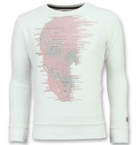 Local Fanatic Skull Glitter - Leuke Sweater Heren - 6343W - Wit