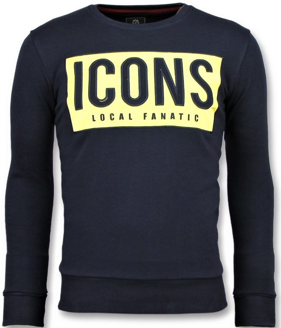 Local Fanatic Icons Block Funny Sweater Mannen 6355B Navy local fanatic kopen in de aanbieding