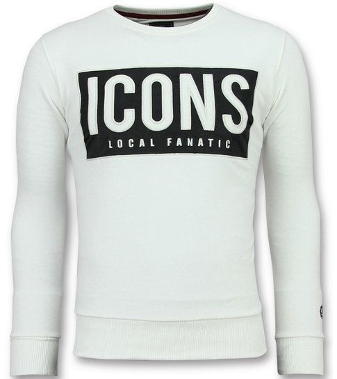 Local Fanatic ICONS Block - Coole Sweater Mannen - 6355W - Wit