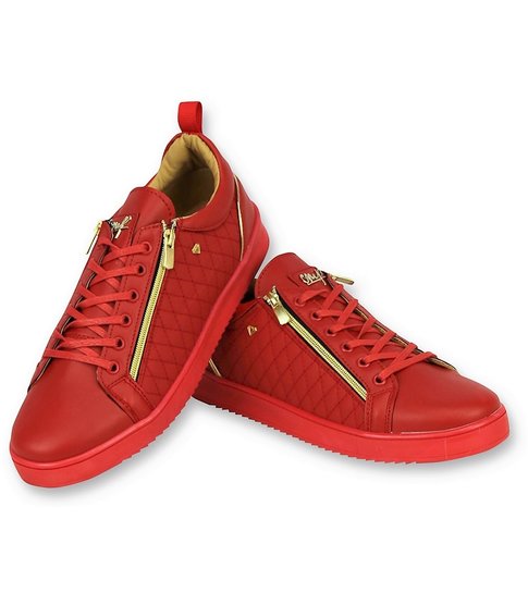 Cash Money Luxe Heren Sneakers - Mannen Jailor Red Gold - CMS97 - Rood