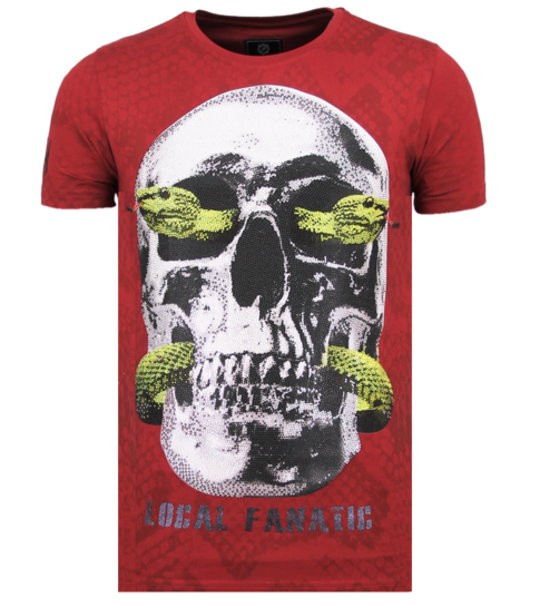 Local Fanatic Skull Snake - Fun T shirt Mannen - 6326B - Bordeaux