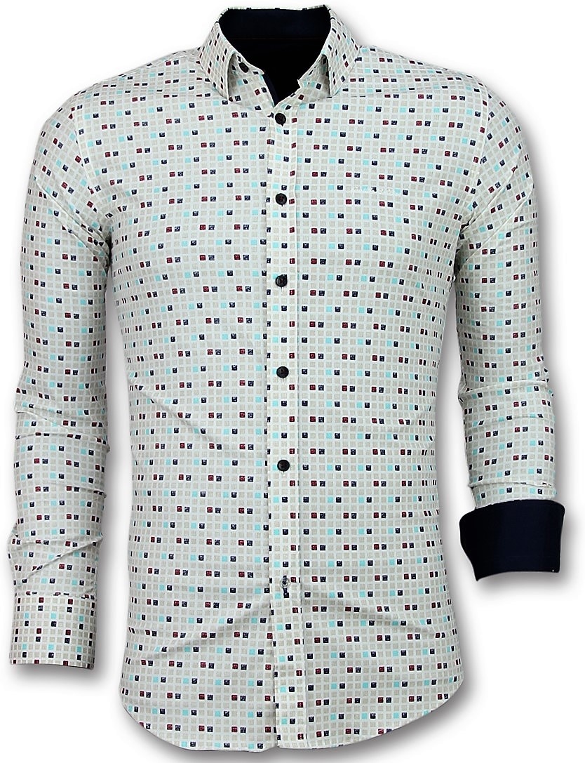 Kloppen Onderstrepen gewoontjes Heren Overhemden Slim Fit | Tetris Motief Heren Hemd | - Style Italy