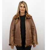 Z DESIGN Imitatie Lammy Coat Dames – Bruin