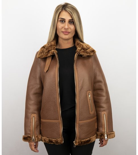 Z DESIGN Imitatie Lammy Coat Dames – Bruin