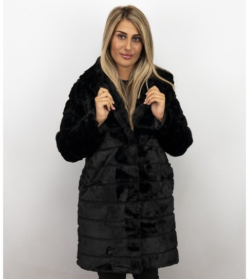 Gentile Bellini Bontjas Dames Lang – Parka – Zwart