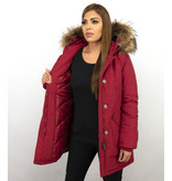 TheBrand Parka Jas Dames Slim Fit – Met Bontkraag  – Rood