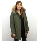 TheBrand Lange Parka Jas Dames – Met Bontkraag  – Khaki