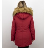 Adrexx Dames Winterjassen met Bontkraag Uitverkoop - Rode Parka vrouwen