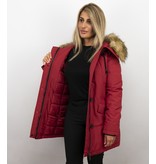 Adrexx Dames Winterjassen met Bontkraag Uitverkoop - Rode Parka vrouwen