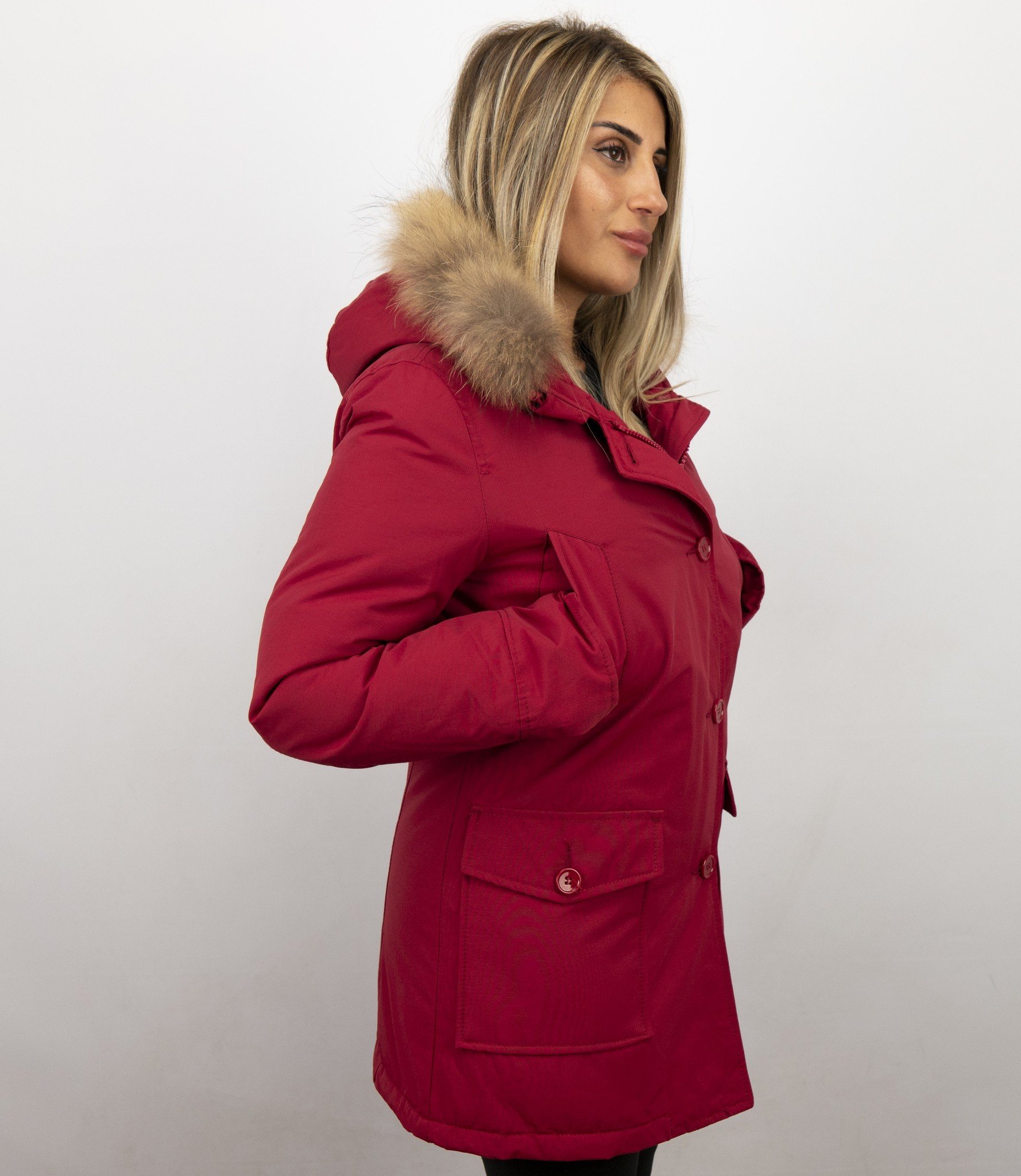Vermenigvuldiging heb vertrouwen iets Dames Winterjas Rood | Winterjassen met Bontkraag | - Style Italy