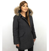 ACTIE LOVEBRAND  Dames Winterjas Wooly - SLIM FIT - ACTIE - XL Bontkraag - Zwart