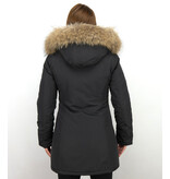 ACTIE LOVEBRAND  Dames Winterjas Wooly - SLIM FIT - ACTIE - XL Bontkraag - Zwart