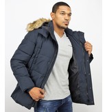 Enos Heren Winterjas – Met Bontkraag – Donkerblauw Enos Heren Winterjas – Met Bontkraag – Donkerblauw