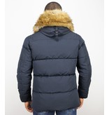 Enos Heren Winterjas – Met Bontkraag – Donkerblauw Enos Heren Winterjas – Met Bontkraag – Donkerblauw