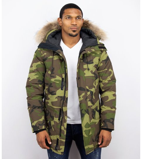 Y chromosome Lange Parka Jas Heren  – Met Bontkraag – Camouflage