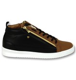 Cash Money Heren Sneaker Bee Camel Black  Gold Hoog- CMS98 - Bruin