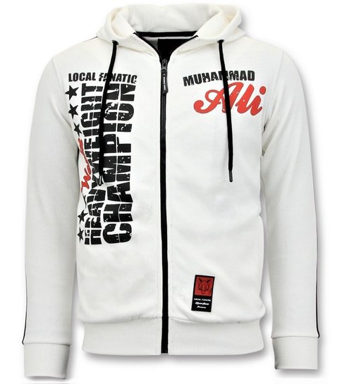 Local Fanatic Exclusieve Trainingsvest Heren - Muhammad Ali Print - Wit