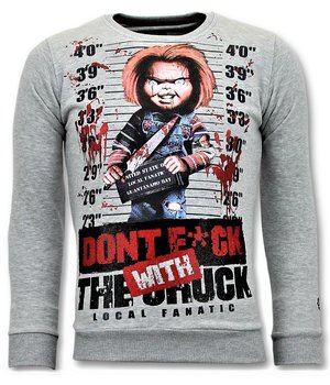 Local Fanatic Exclusieve Heren Trui  - Bloody Chucky Angry Print - Grijs