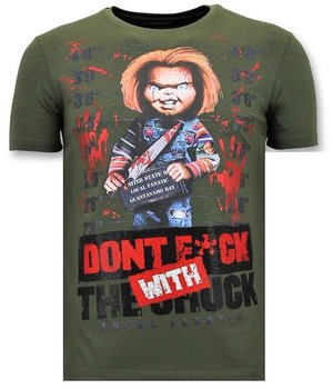 Local Fanatic Stoere T-shirt Mannen - Bloody Chucky Angry Print - Groen