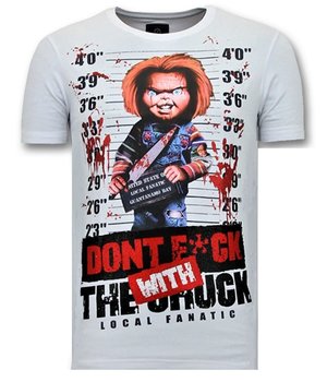 Local Fanatic Heren T shirt met Print - Bloody Chucky Angry - Wit