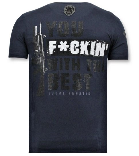 Local Fanatic Heren T shirt met Print - Shooting Duck Gun - Blauw