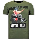 Local Fanatic Exclusieve T-shirt Mannen - Shooting Duck Gun - Groen