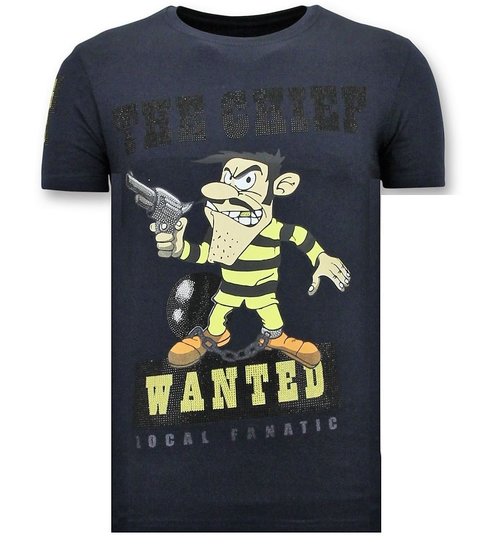 Local Fanatic  T-Shirt Heren Opdruk - The Chief Wanted - Blauw