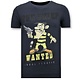 T-Shirt Heren Opdruk - The Chief Wanted - Blauw