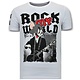 Stoere T-Shirt Heren - Rock My World Cat - Wit