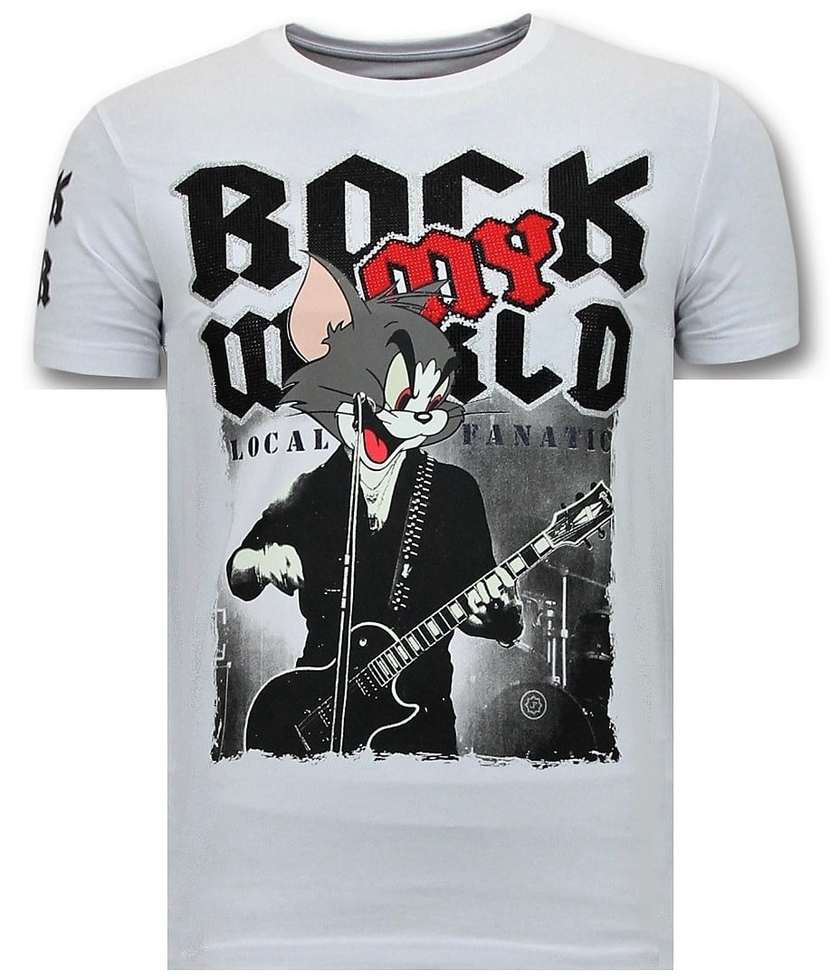 Productiecentrum verticaal Belonend Stoere T-Shirt Heren | Rock My World Cat | - Style Italy