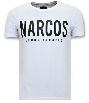 Local Fanatic T-shirt Heren met Opdruk - Narcos Pablo Escobar - Wit