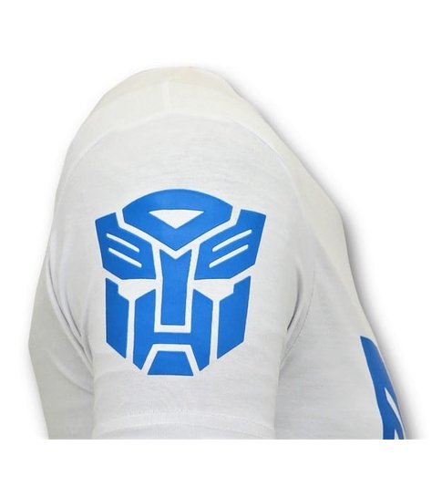 Local Fanatic Coole T-shirt Mannen - Transformers Robots Print - Wit