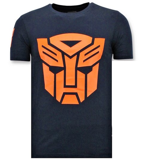 Local Fanatic Stoere T-shirt Mannen - Transformers Print - Blauw