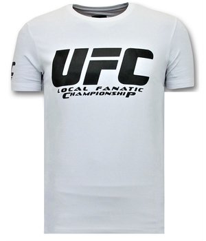 Local Fanatic Heren T shirts met Print - UFC Championship Basic - Wit