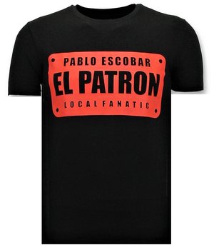 Local Fanatic Coole T-shirt Mannen - Pablo Escobar El Patron - Zwart