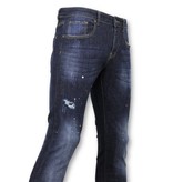 TRUE RISE Basic Broek Heren - Jeans Met Verfvlekken - D3068 - Blauw