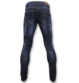 TRUE RISE Basic Broek Heren - Jeans Met Verfvlekken - D3068 - Blauw