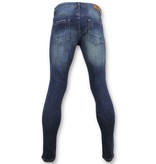 TRUE RISE Skinny Basic Jeans - Man Spijkerbroek Washed - D3021 - Blauw