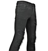 TRUE RISE Ripped Heren Jeans - Spijkerbroek Versleten - D3080 - Zwart