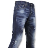 TRUE RISE Basic Broek Heren - Heren Jeans Verf - D3065 - Blauw