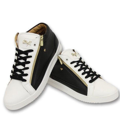 Cash Money Heren Sneaker - Bee Black White Gold 2- CMS98 - Zwart/Wit