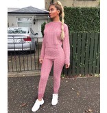 PARISIAN Cable Knit Long Sleeve Top & Legging Lounge Set  - Dames  - Roze