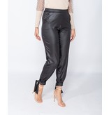 PARISIAN Wet Look Tie Up Hem Tapered Trousers  - Dames  - Zwart