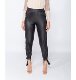 PARISIAN Wet Look Tie Up Hem Tapered Trousers  - Dames  - Zwart