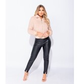 PARISIAN Borg Fur Zip Front Bomber Jacket - Dames  - Roze