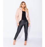 PARISIAN Borg Fur Zip Front Bomber Jacket - Dames  - Roze