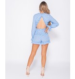 PARISIAN Polka Dot Frill Detail Open Back Playsuit - Dames  - Blauw