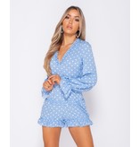 PARISIAN Polka Dot Frill Detail Open Back Playsuit - Dames  - Blauw