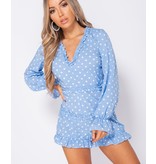 PARISIAN Polka Dot Frill Detail Open Back Playsuit - Dames  - Blauw